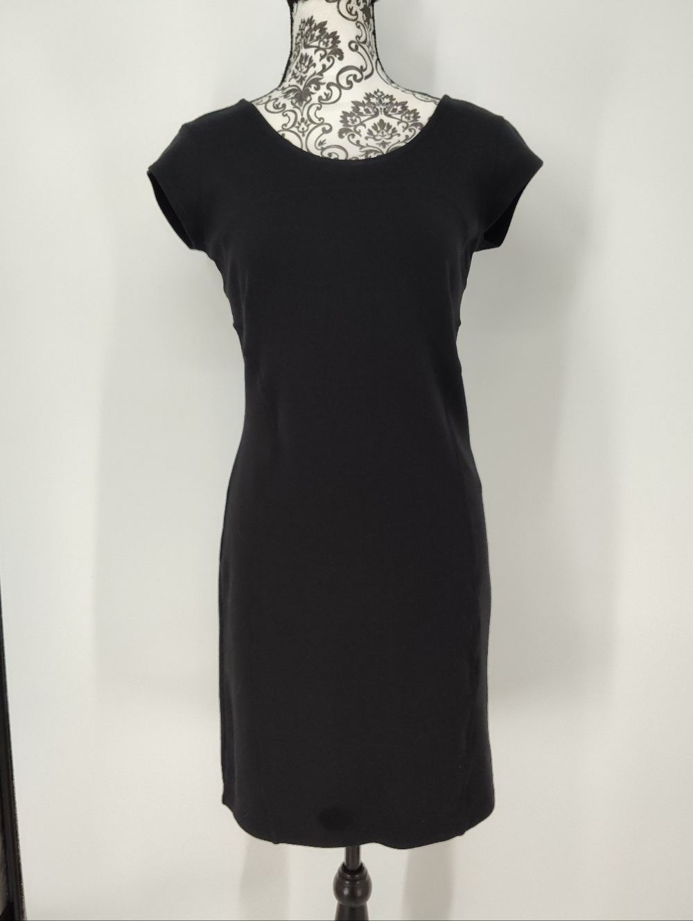 Athleta Illusion Black Cap-Sleeve Mini Dress Women's Small